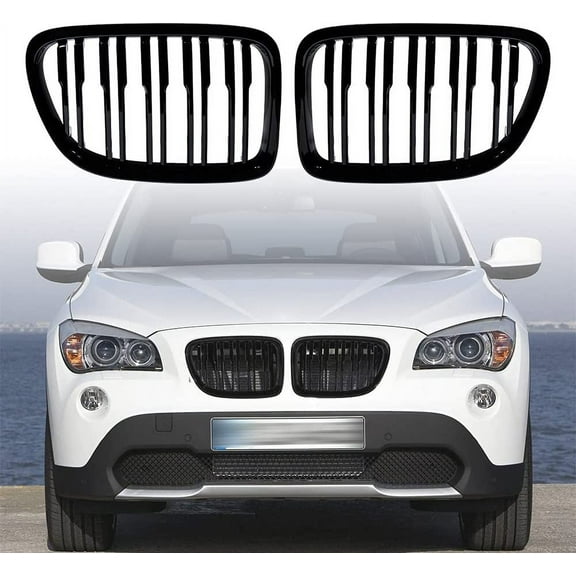 Astra Depot Glossy Black Double Slats Front Kidney Grill Grille For 2009-2014 BMW X1 E84 xdrive28i 35i