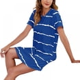 thumbnail image 3 of Women's Short Sleeve Loose Maxi Stripe Casual Dresses Sleepwear, 3 of 3