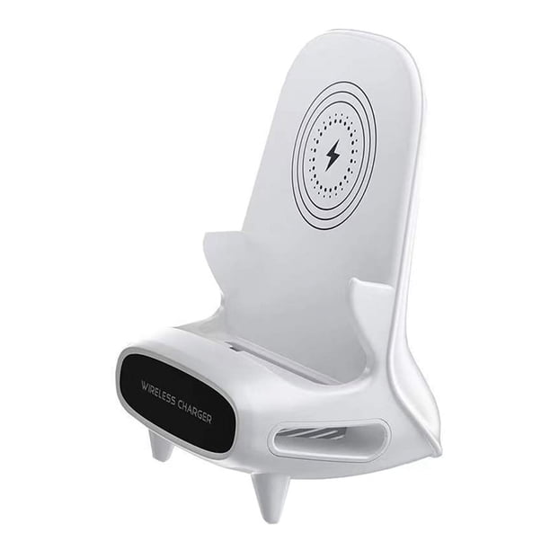 Cargador InaláMbrico para Mini Silla con Soporte para TeléFono Soporte para TeléFono MóVil Cargador RáPido InaláMbrico Horizontal de 15 W