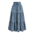 thumbnail image 2 of Abomasnow Boho Floral Maxi Skirt for Women Summer Comfy Tiered Elastic High Waisted Skirts Vacation A-Line Flowy Swing Long Skirts, 2 of 5