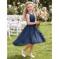 thumbnail image 6 of IBTOM CASTLE Flower Girl Dress Chiffon Flowy Ruffles Formal Dresses for Wedding Party Flower Girl Dress High Low Ruffles Bridesmaid A Line Formal Dresses Navy Blue, 6 of 7