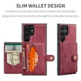 thumbnail image 3 of Allytech 2 in 1 Detachable Wallet Case for Samsung Galaxy S24 Ultra, [Support Wireless Charging] [4 Card Slots & 2 Cash Pocket], Retro PU Leather Magnetic Closure Shockproof Anti-Drop Slim Case, Red, 3 of 8
