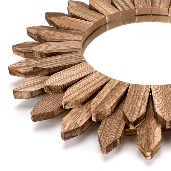 Wall Mirror Decorative Rustic Wood Mirror Sunburst Boho Mirror for Entryway Bedroom Living Room Bathroom House Warming Gifts New Home Essential