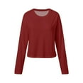 thumbnail image 4 of SNKSDGM Chemise Noire à Manches Longues Femme Ajustée Hauts d'Entraînement à Manches Longues pour Femmes Grande Taille Mode Femme Décontracté Uni Col Rond T-Shirt Court à Manches Longues Haut m, 4 of 5