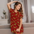 thumbnail image 3 of Pofeuu Hohey Bee Golden Print Women's Loose Fit Short Sleeve Nightgown, Comfortable Sleep Dress for Women, Casual Lounge Sleepwear, Soft Cotton Sleep Dress, 3 of 6