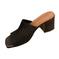 thumbnail image 2 of THDHVS Black Dress Shoes for Women,Sandals Women,Women's Fashion Casual One-Line Spring and Summer Breathable Flying Woven High-Heeled Slippers Black 8.5, 2 of 5