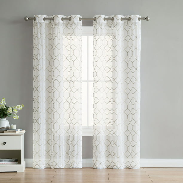 White Sheer Window Curtains, White Gold Curtains