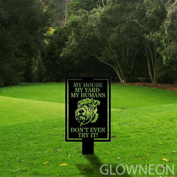 Glowneon Warning Dog Yard Stake, Wheaten Terrier Dog Metal Garden Art