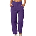 thumbnail image 2 of Joggers for Women Fall Winter Elastic High Waist Straight Leg Relaxed Fit Jogger Sweatpants with Pockets Jogging Pants, 2 of 8