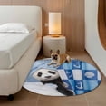 thumbnail image 2 of Funny Panda Round Area Rug 3.3Ft Washable Circle Rugs for Dining Room Table, Cute Art Modern Lovely Animals on Showering Blue Non-Slip Carpet Floor Mats Indoor Outdoor Carpet Runner Home Decor, 2 of 8