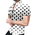 thumbnail image 2 of EQWLJWE Dress Shirt for Men's Geometric Beach Shirts Casual Button Up Short Sleeves 3D Non Positioning Printed Shirt Party Outfit Fun Holiday Costumes for Outdoor Activities, 2 of 5