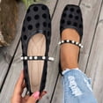 thumbnail image 2 of SuTry Women's Square Toe Flats Polka Dot Mesh Pearl Strap Mary Jane Style Lightweight Comfortable Slip On Casual Walking Shoes Daily Essential(40), 2 of 9