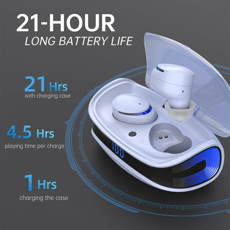 Wireless Earbuds Bluetooth 5.0 Headphones IPX8 Waterproof Hight Fidelity Stereo Sound Quality in Ear Headset Built in Mic LED Charging Case 21