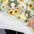 thumbnail image 3 of Oversized Wearable Blanket Hoodie,Yellow Highland Cow Sunflower Bow Pattern Sherpa Blanket Hoodie with Super Pockets,Super Warm Fuzzy Pullover for Women & Men, 3 of 6