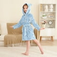 thumbnail image 4 of FORMRS Niños Bathrobe Unisex Hooded Robe Soft Plush Pajamas Sleepwear, Size 7-9T, Blue Snowflake, 4 of 7