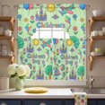 thumbnail image 4 of Children's Day Swag Curtains Valance & Tier Set, Cartoon Sun Airplanes Castles Kites Boat Balloon Green 3 Pcs Set Kitchen Swag Valances and Tiers 24 Inch Length Rod Pocket Curtain Drapes for Bedroom, 4 of 9