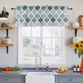 thumbnail image 4 of Green Grey Morocco Pattern Valances for Windows, Turquoise Modern Moroccan Geometric Light Filtering Kitchen Curtains, Rod Pocket Window Valance Curtains for Living Room Bedroom, 42"Wx12"L, 2 Panels, 4 of 9