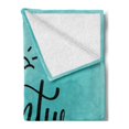 thumbnail image 2 of Adventure Soft Flannel Fleece Blanket, Monochrome Simplistic Lettering on a Abstract Pale Blue Backdrop, Cozy Plush for Indoor and Outdoor Use, 50" x 70", Charcoal Grey and Turquoise, by Ambesonne, 2 of 5