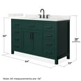 thumbnail image 4 of Beckett 54" Green Single Vanity & Giotto Quartz Top (3-Hole) & Black Trim, 4 of 5