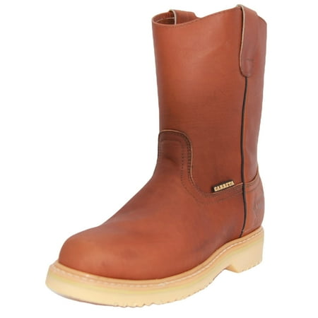 

Men s 9 Pull-On Leather Soft Toe Work Boot Brown