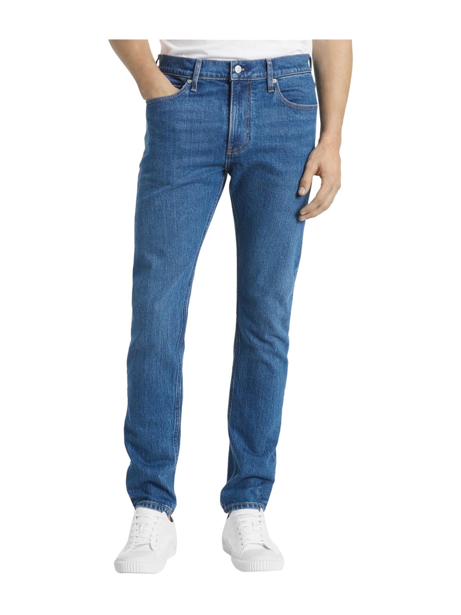 Calvin Klein Mens Back Pocket Logo Slim Fit Jeans blue 33x32 | Walmart ...