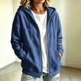 thumbnail image 3 of Guluxicc Fleece Hooded Jackets for Women Drawstring Full Zipper Long Sleeve Solid Athletic Jackets with Pockets for Workout Fall Winter Casual, 3 of 8