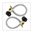 thumbnail image 1 of 15 Inch RV Propane Hose Pigtail with Gauge for 5-40Lb Tanks - Stainless Braided Propane Hose Quick Connect, 1 of 6