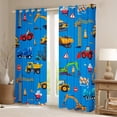 thumbnail image 2 of Manfei Tractor Excavator Blackout Curtains Set of 2 (52x84 Each), Cartoon Equipment Truck Window Curtains, Vehicle Car Theme Curtains and Drapes, Window Curtains Room Decor, 2 of 6