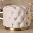thumbnail image 3 of Baxton Studio Valeria Pouf Moderne en Velours Touffeté Beige Clair et Or, 3 of 5