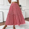 thumbnail image 4 of WDDDD Women's Flowy Maxi Skirt Boho A-Line High Waist Beach Vacation Red S, 4 of 5