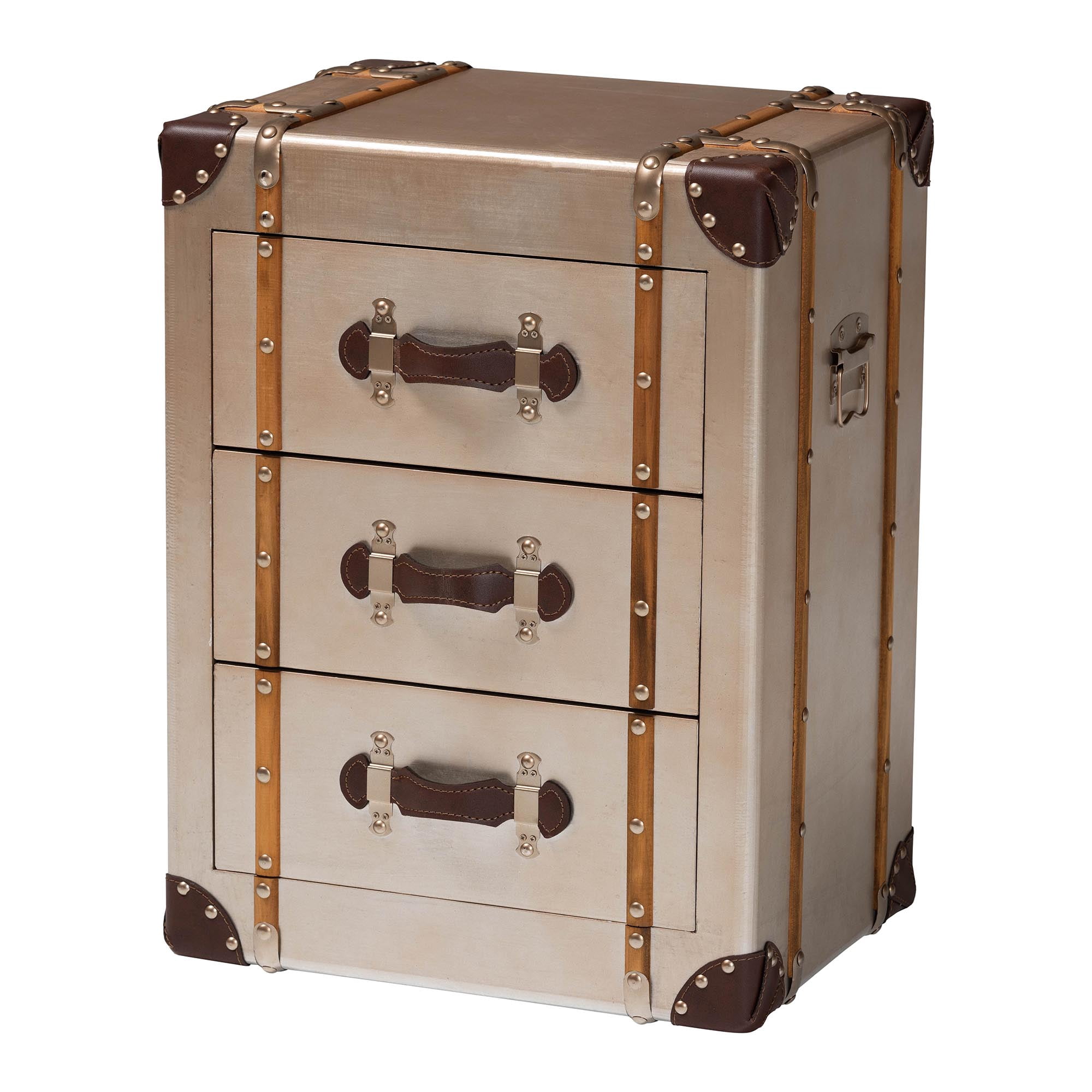 Baxton Studio Naylor Vintage Cabinet, 3-Drawer, Bronze