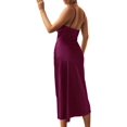 thumbnail image 2 of GHSDFBB Robe Satinée Sans Manches à Bretelles Spaghetti pour Femme, Cocktail, Plage, Soirée, Fête, Col Bénitier, Pois, Léopard, Midi, 2 of 6