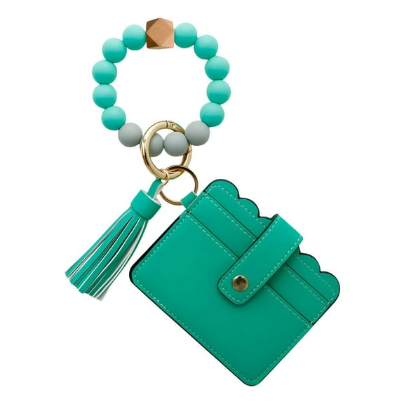 DESIGNICE Wallet Keychain,Multifunctional Design Keychain Wristlet,Bracelet and Keychain Wristlet Wallets for Women,Green
