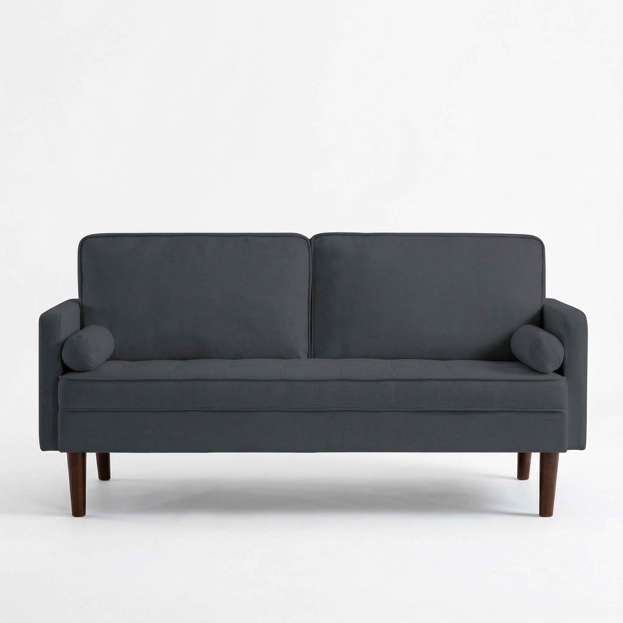 MAYEERTY 65" Modern Loveseat Sofa, 2-Seater Couch with Removable Back Cushion, Solid Wood Frame & 2 Bolster Pillows
