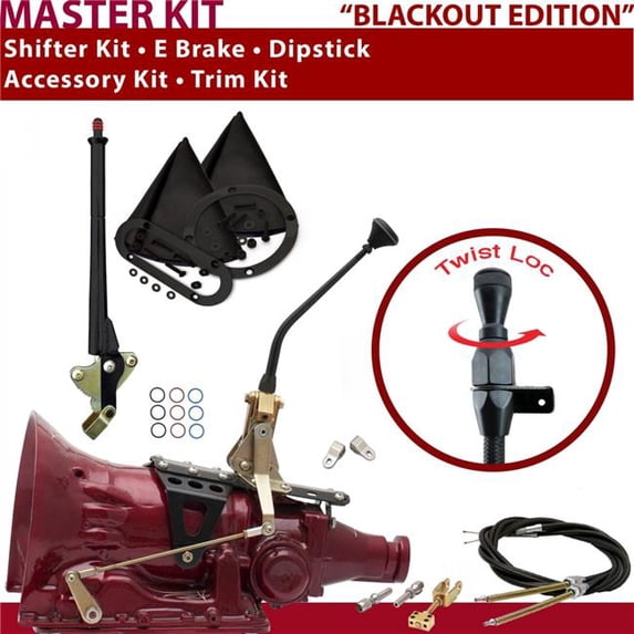American Shifter AOD Shifter Kit 10 in. E Brake Cable Clevis Trim Kit Dipstick for D76BE