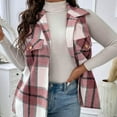 thumbnail image 4 of Plaid Vest for Women Sleeveless Lapel Collar Coats with Decorative Pockets Color Block Fall Casual Outwear Jacket, 4 of 6