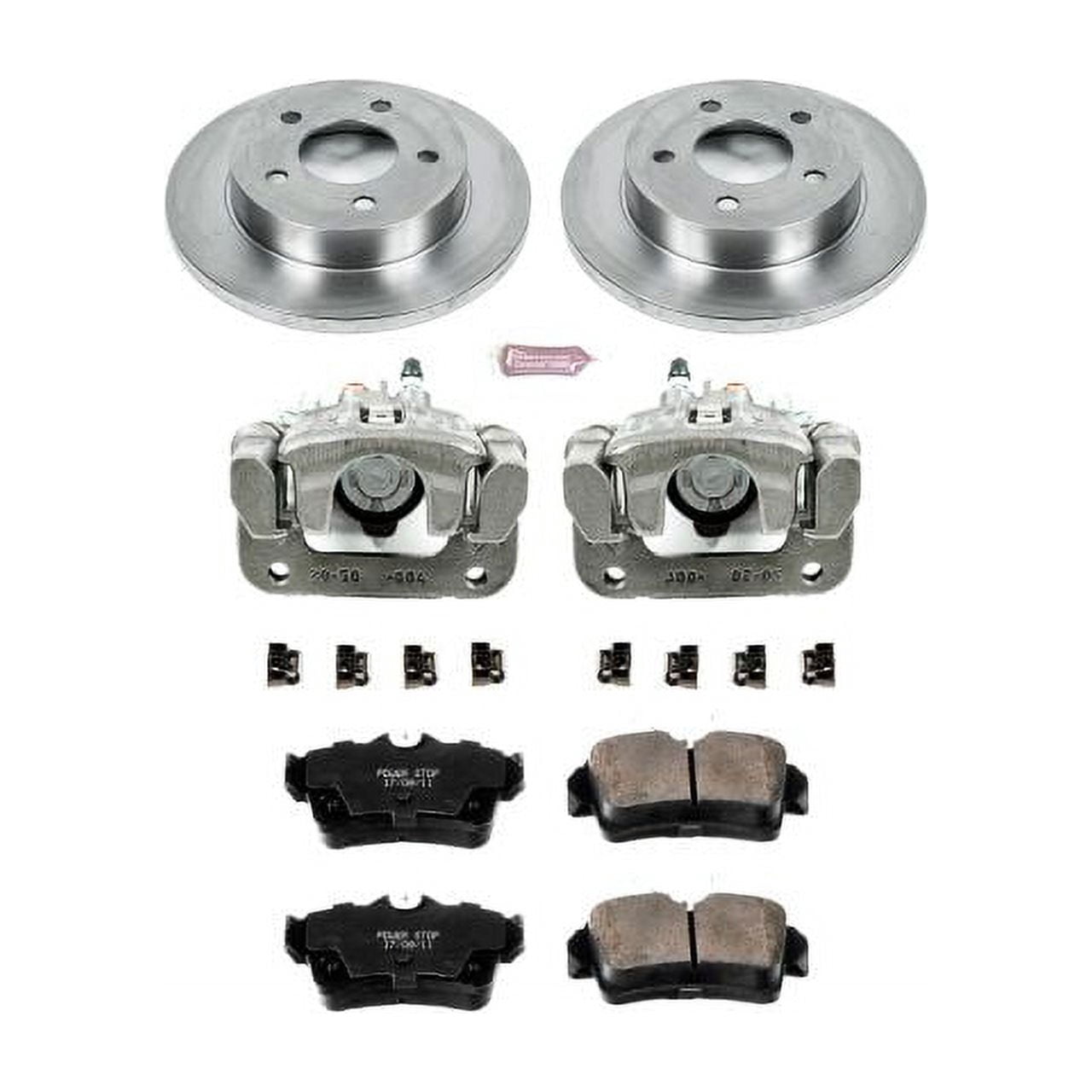 PowerStop Rear Stock Replacement Brake Pad and Rotor Kit with Calipers Fits: FORD Select Models KCOE1303