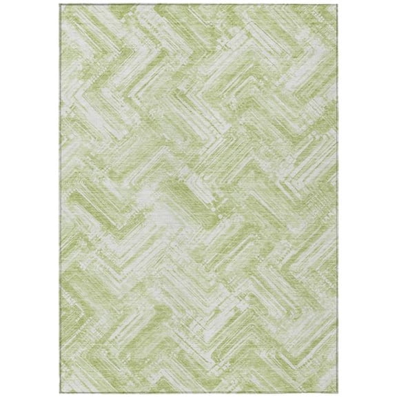 HomeRoots 579286 9 x 12 ft. Geometric Washable Indoor & Outdoor Rectangle Area Rug, Green & Ivory