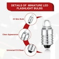 thumbnail image 3 of 10 Pieces E10 LED Bulbs 3 Volt Miniature Flashlight E10 Replacement Bulbs Mini Lamps Cool White, 3 of 6