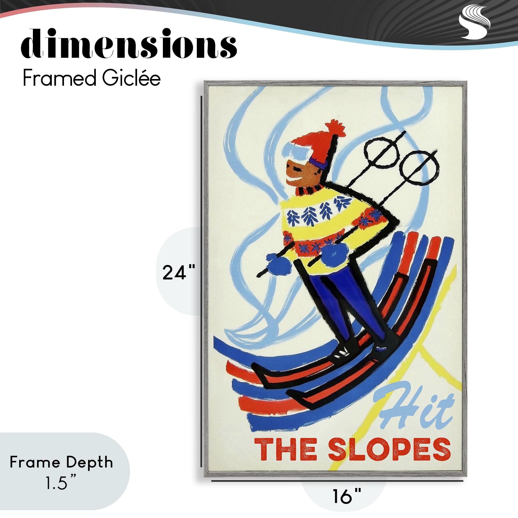Stupell Industries Vintage Hit The Slopes Gray Framed Giclee Art, design by Grotto Studios