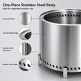 thumbnail image 5 of Eclaron 28inch Large Stainless Steel Smokeless Fire Pit Wood Burning Stove Outdoor Camping Patio Picnic, 5 of 8