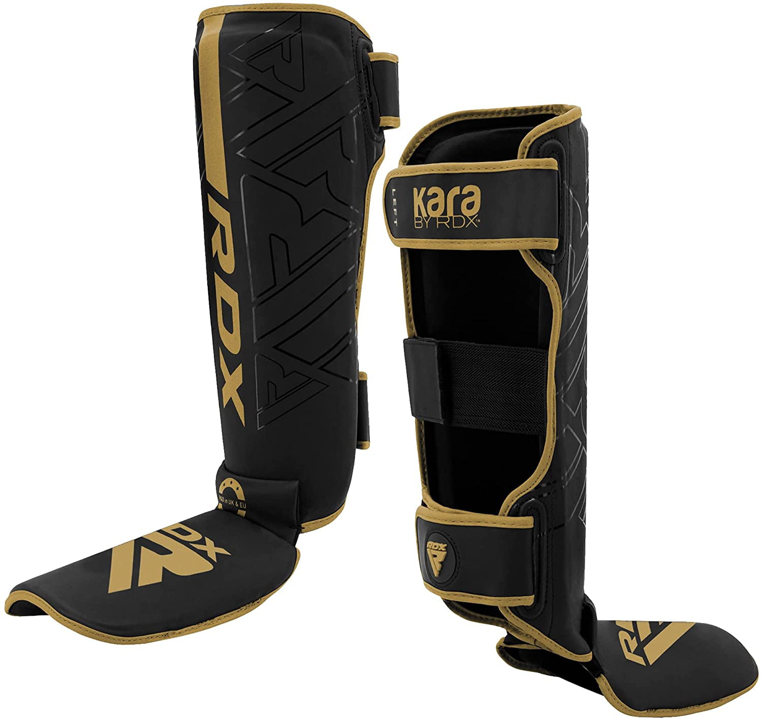Muay Thai RDX Shin Guards for Kickboxing Sparring Maya Hide Leather Kara Instep Foam Protection BJJ and Boxing Gear MMA Fighting and Training Pads Leg Foot Protector for Martial Arts