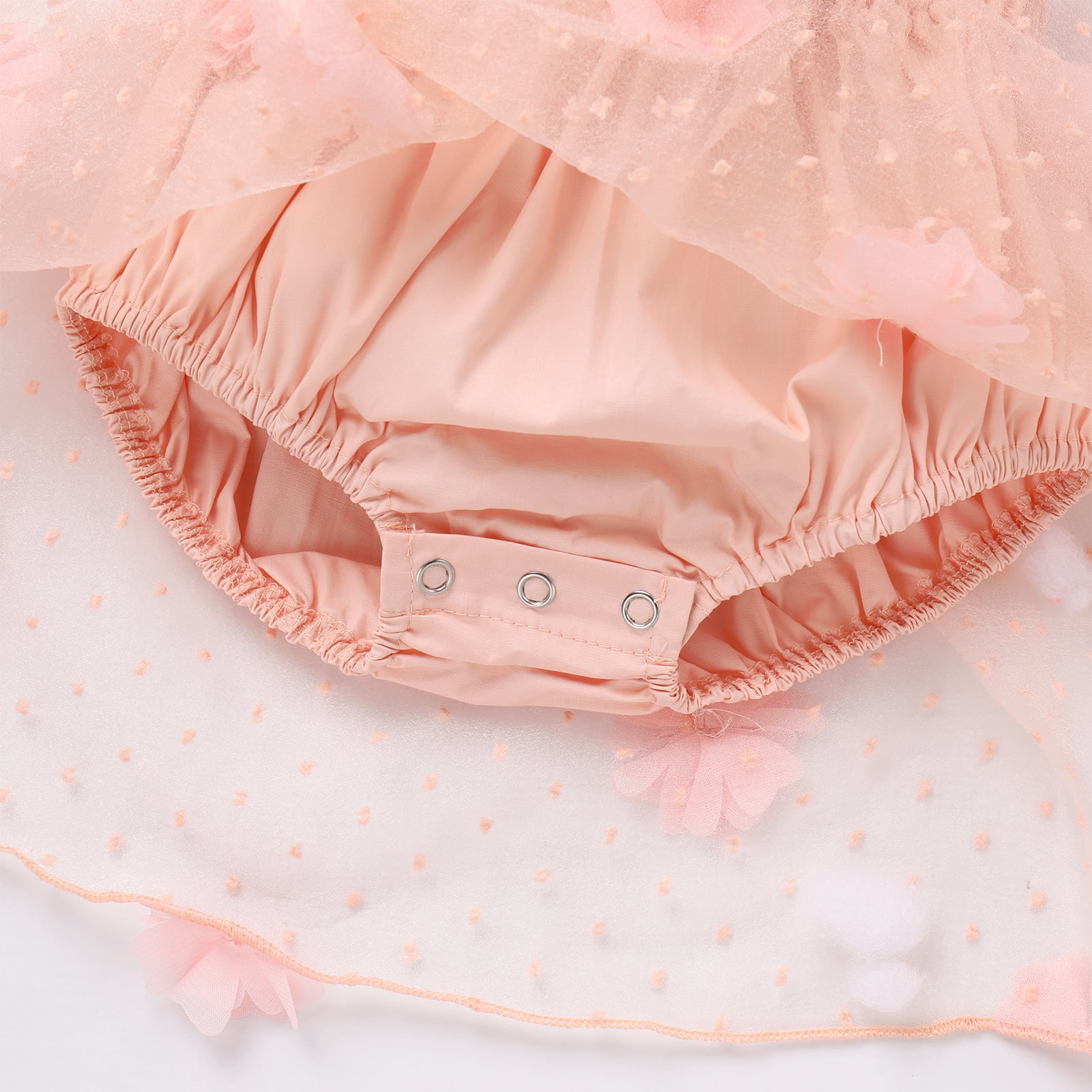 IBTOM CASTLE Baby Girl 1st Birthday Outfit Lace Tulle Romper Princess Tutu Dress Headband Shiny ONE Cake Smash Photo Shoot Clothes 12-18 Months Peach Pink Flower