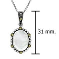 thumbnail image 4 of Vintage Iridescent Oval White Shell Marcasite Frame Sterling Silver Necklace, 4 of 6