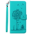 thumbnail image 7 of Compatible with For iPhone XS Max Wallet Case, Magnetic Flip Kickstand Cover with RFID Blocking Credit Card Slots Cash Pocket Wrist Lanyard Embossed Dandelion Pattern Shell,Green, 7 of 7