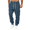 thumbnail image 2 of Mens Elastic Waist Cargo Sweatpants,Drawstring Casual Loose Jogger Pants with Side Pockets for Vacation Sightseeing, 2 of 6