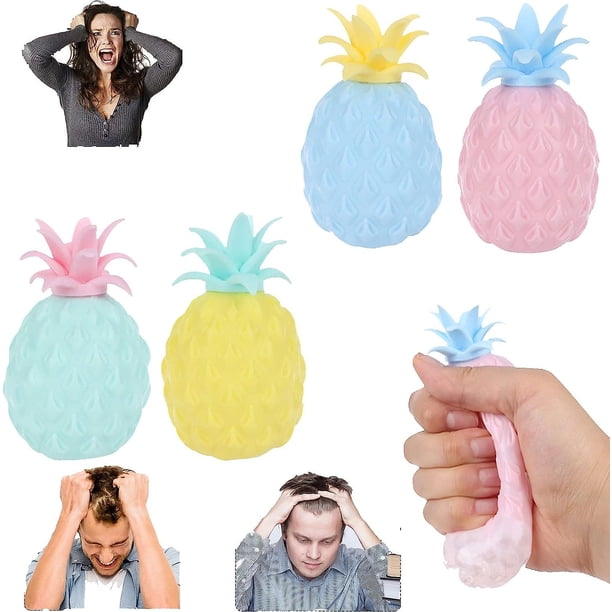 4 Piezas Bola de Estrés de Piña Juguetes Fidget Amarillos Bola de Ventilación de Piña Azul Alivio del Estrés Bola Squishy Squeeze Juguete Sensorial Regalos para el Hogar y Oficina Rojo Verde Cocina, Decoración y Otros