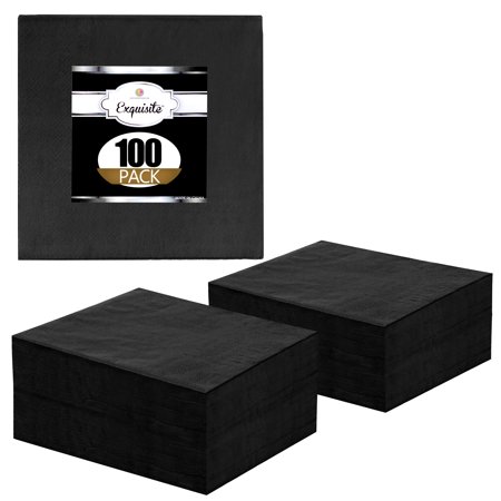 Crown Display Black Cocktail Napkins: Highly Absorbent Disposable Paper Napkins - 100 Count