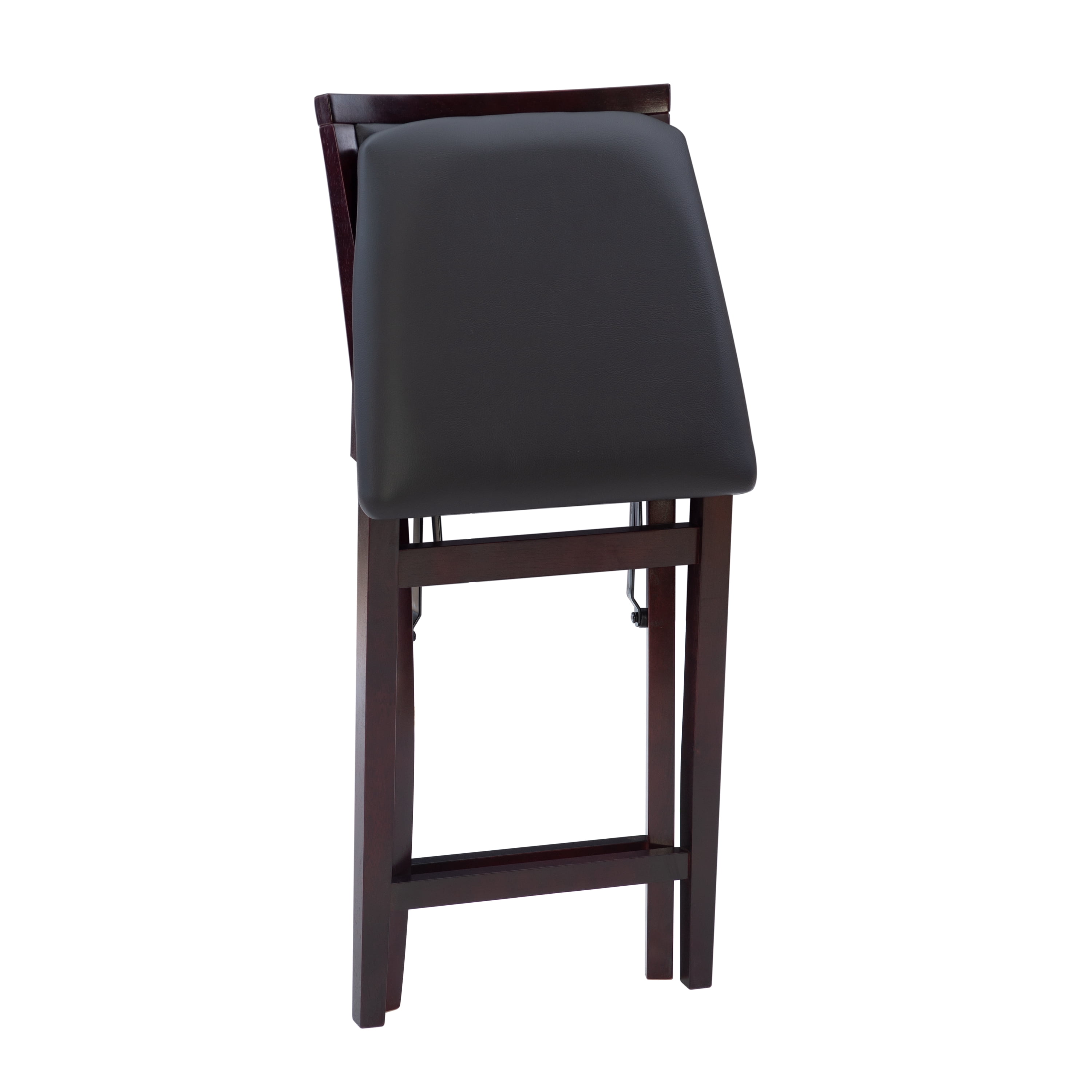 Linon Kristle 25" Folding Mid Back Counter Stool, Merlot/Dark Brown Faux Leather