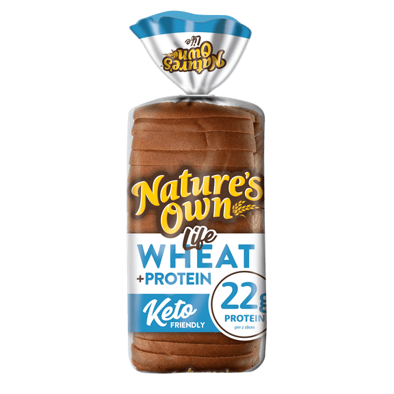 Nature's Own Life Wheat Plus Protein Bread, 22g Protein per 2 slices, Keto Friendly, 16 oz Loaf